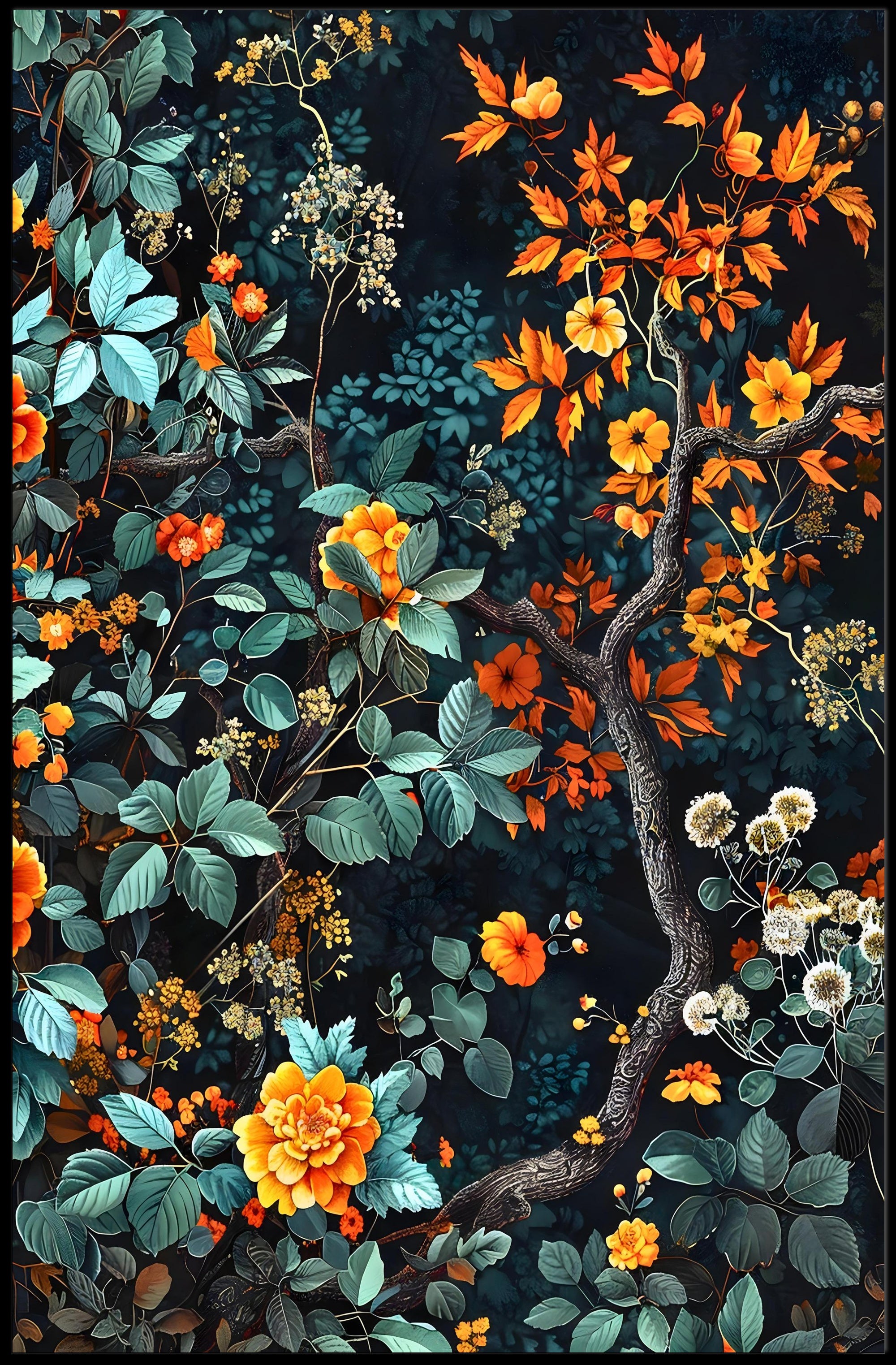 Autumnal Botanical Symphony Wall Art Print