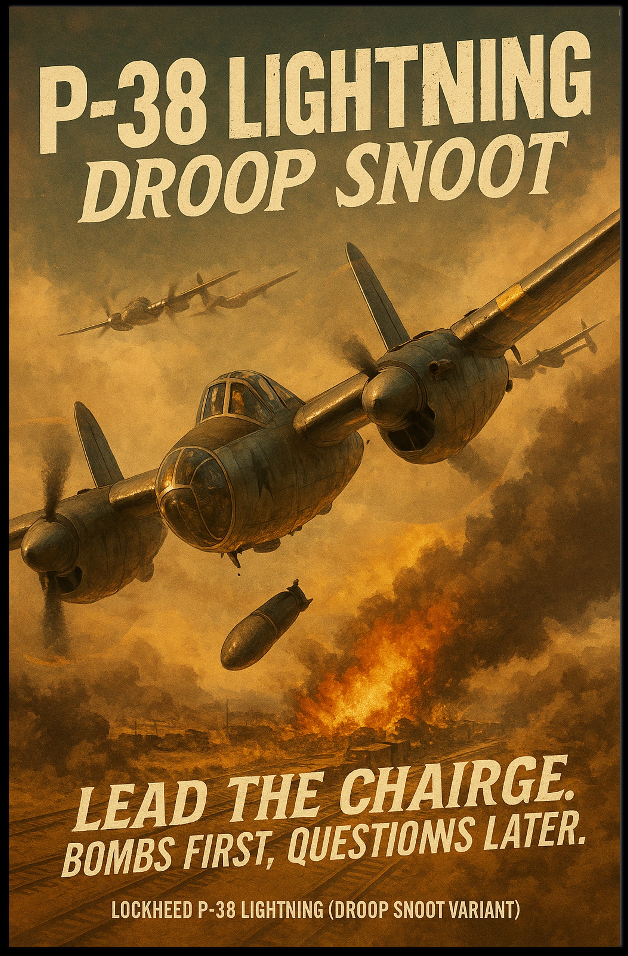 P-38 Lightning Droop Snoot WWII Poster