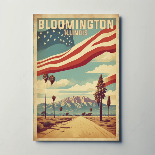 Bloomington Illinois Cityscape Art Print Vintage Travel Poster