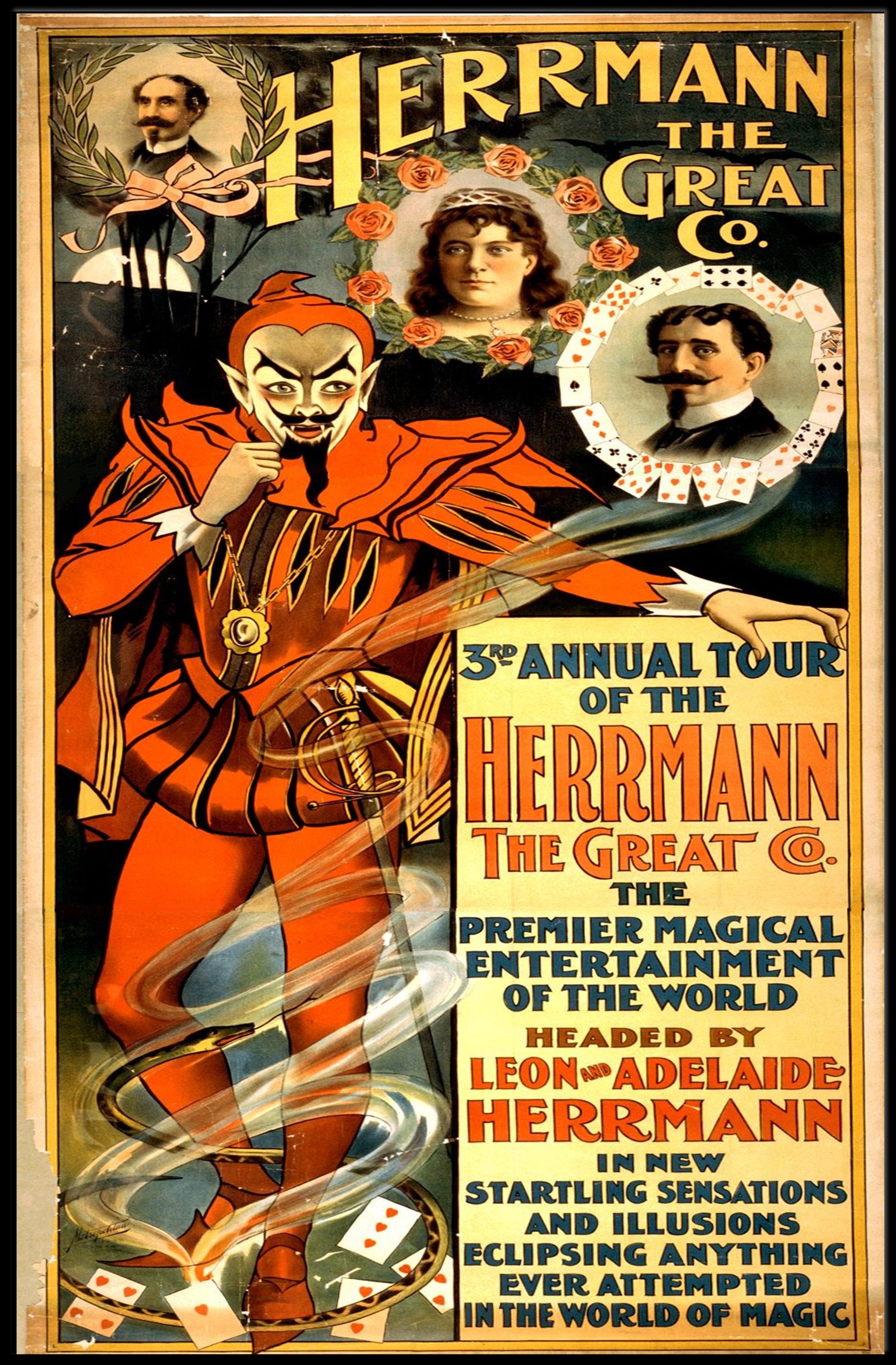 Herrmann the Great Co. Vintage Magic Illusion Show Poster