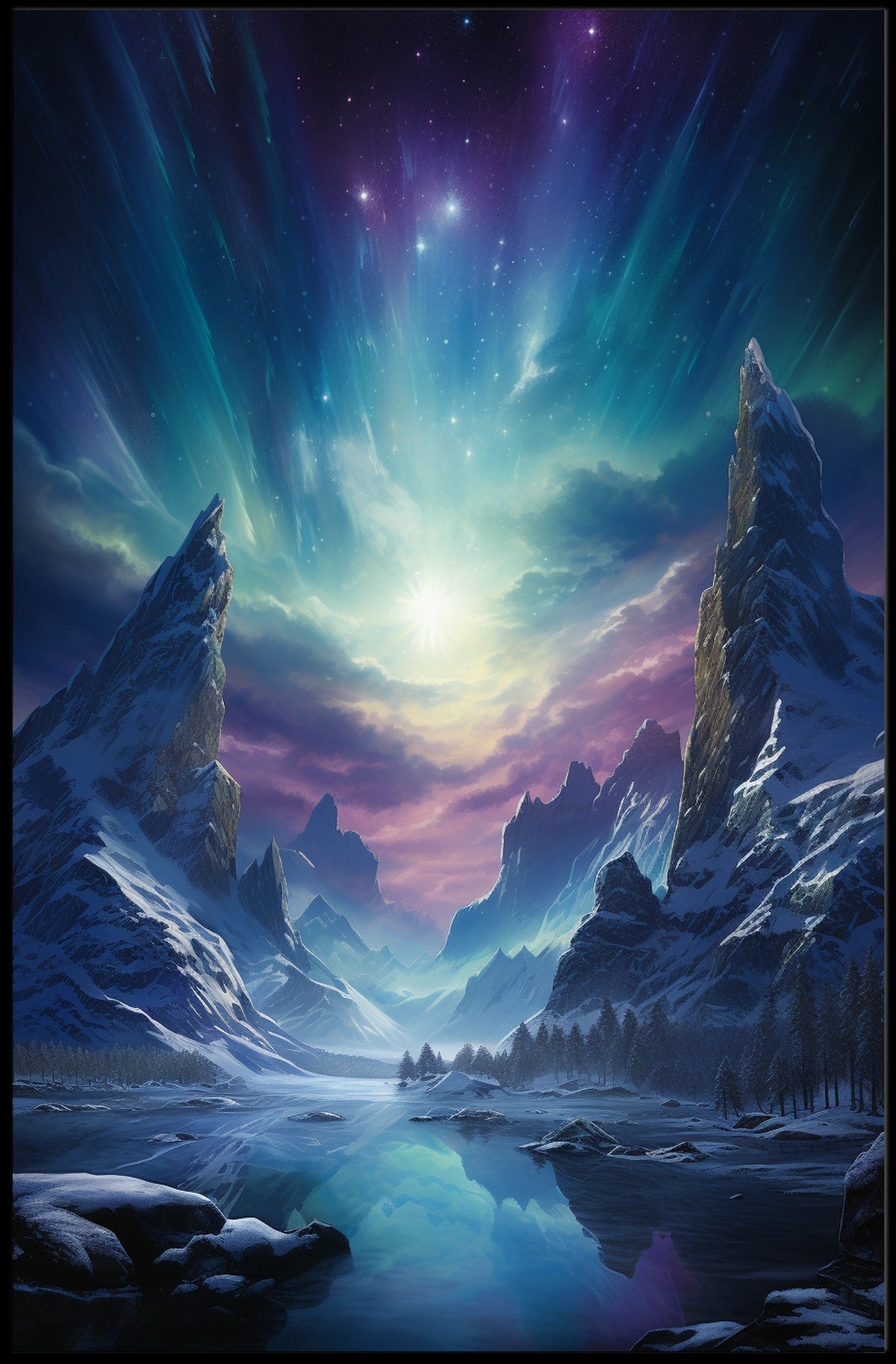 Celestial Mountain Landscape Poster