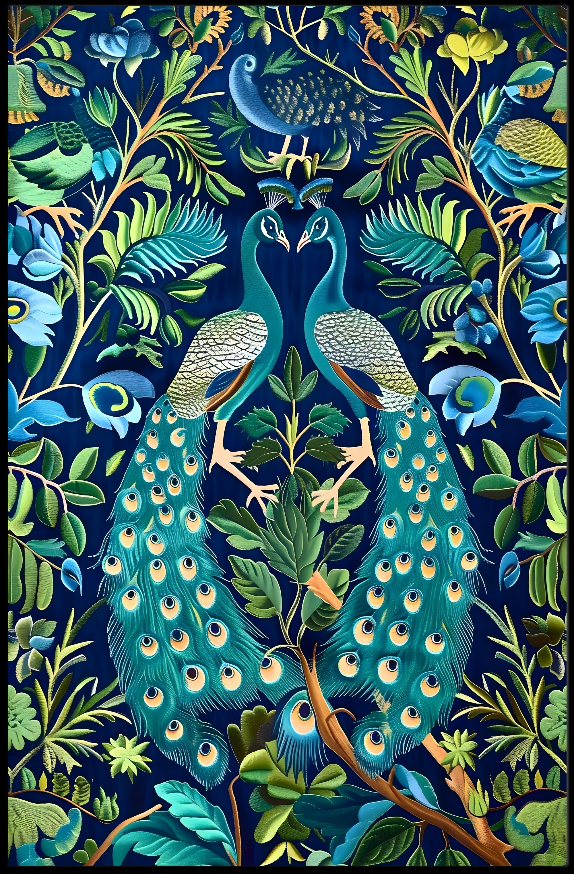 Exquisite Peacocks in Lush Foliage Animal Poster