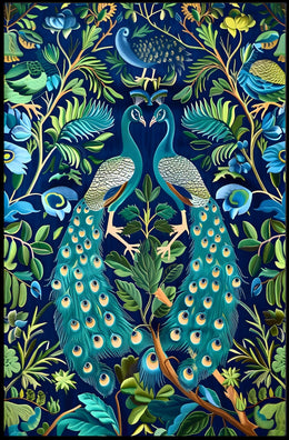 Exquisite Peacocks in Lush Foliage Animal Poster