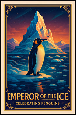 Emperor Penguin Majesty in Icy Landscape Animal Poster