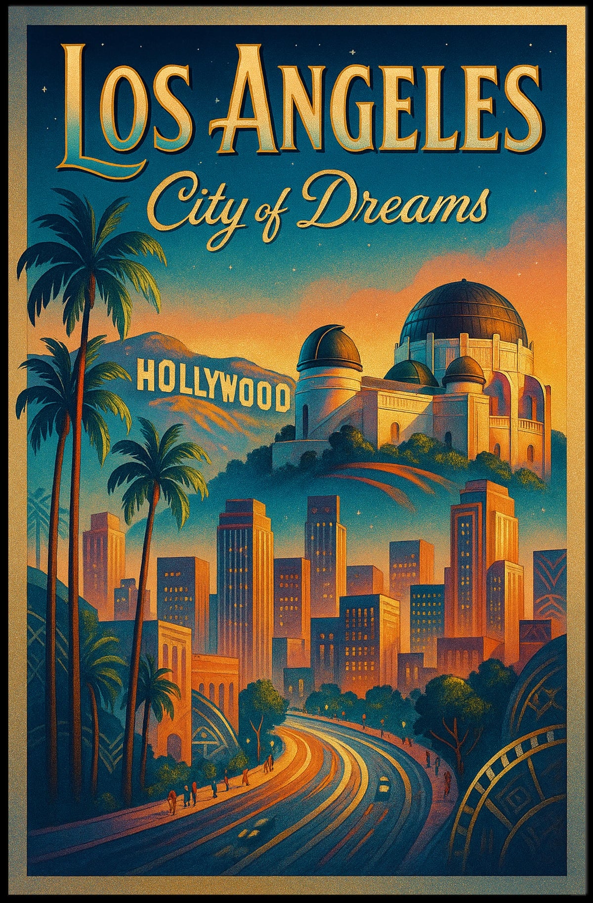 City of Dreams Los Angeles Vintage Poster