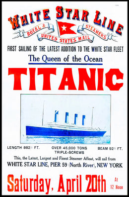 Titanic Grand Inaugural Voyage Poster Vintage Wall Art