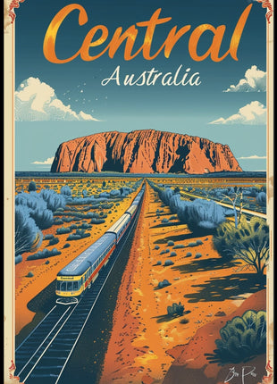 Uluru Australia Vintage Travel Adventure Poster