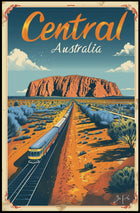 Uluru Australia Vintage Travel Adventure Poster