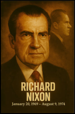 Richard Nixon Poster Analog Film Aesthetic Presidential Portrait Vintage Wall Art Print For History