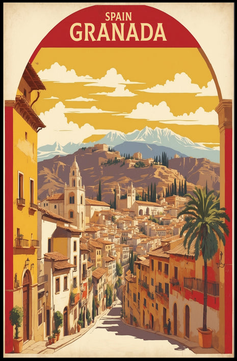 Granada Spain Vintage Architecture Travel Poster