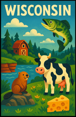 Classic Wisconsin Wildlife Agriculture Poster