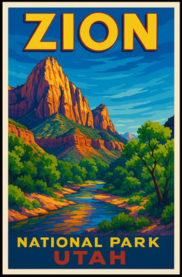 Zion National Park Utah Scenic Wanderlust Poster