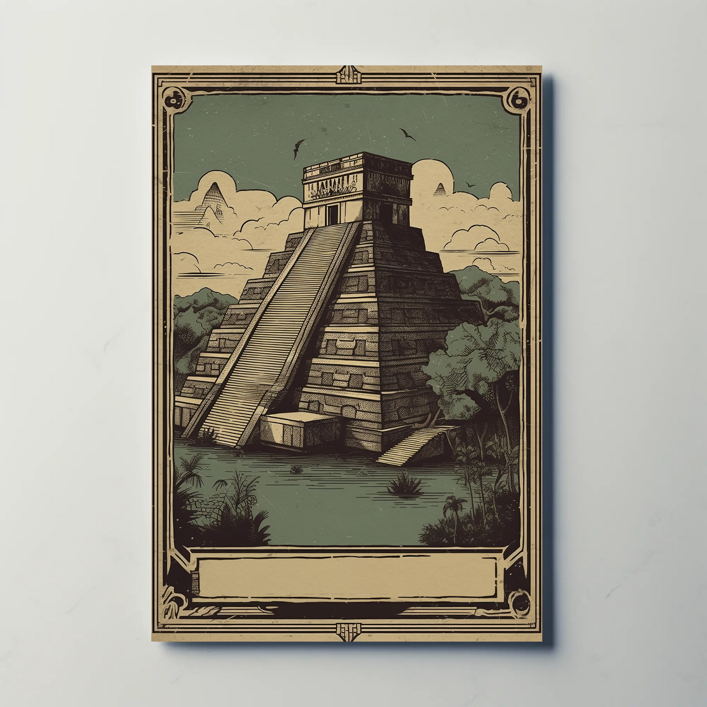 Mexico Mayan Temple Jungle Heritage Vintage Travel Poster