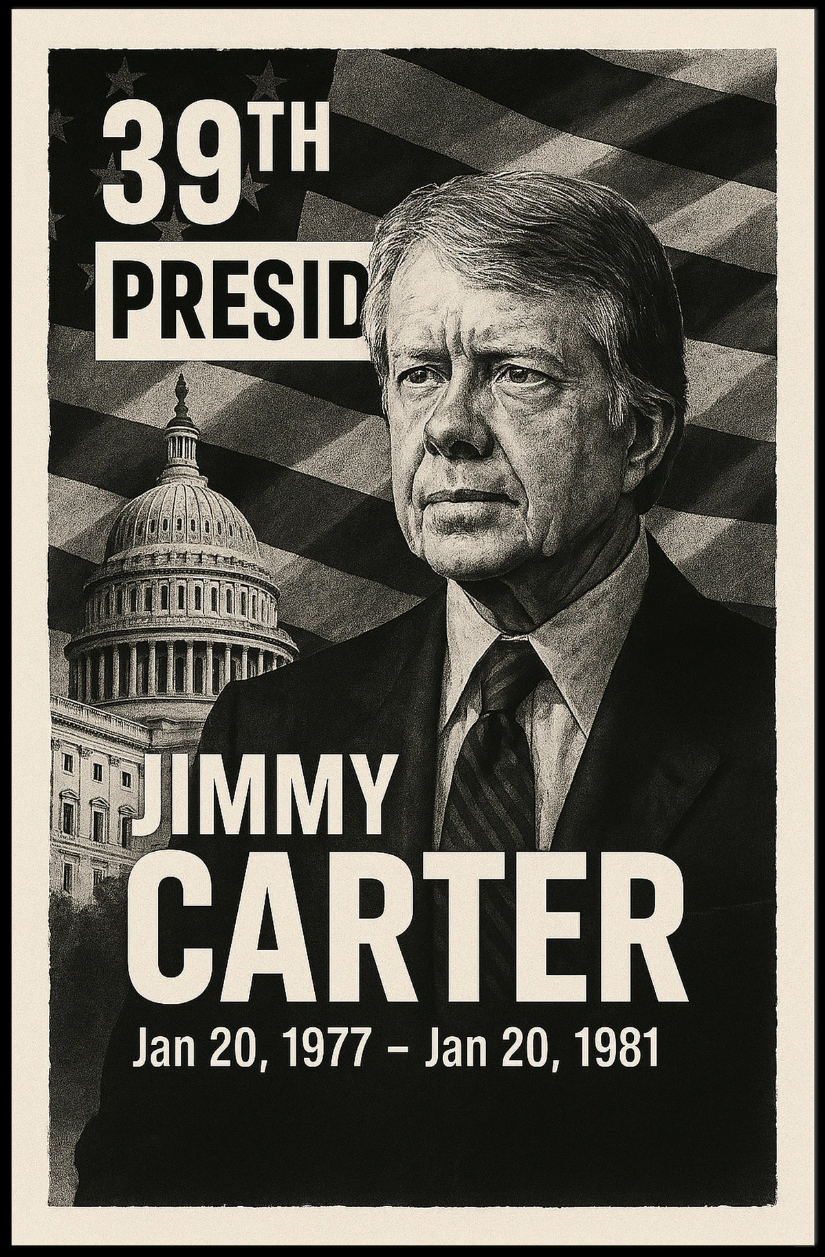 Jimmy Carter 39th President of the United States Digital Montaje Poster