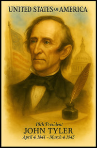 John Tyler 10th President of the United States Vintage Watercolor Poster