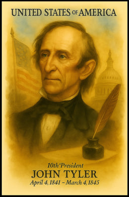 John Tyler 10th President of the United States Vintage Watercolor Poster
