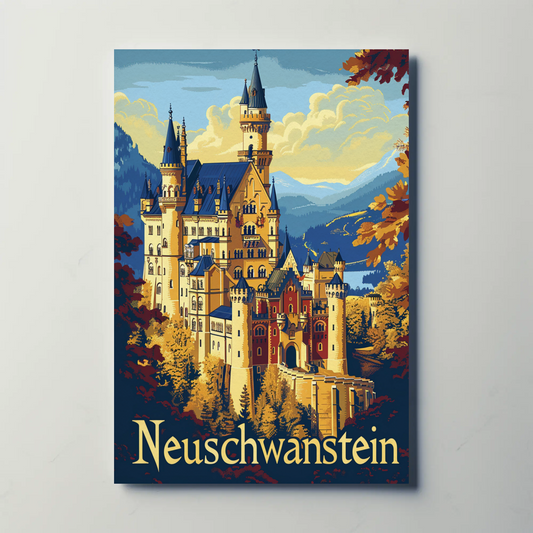 Neuschwanstein Castle Bavaria Forest Travel Poster