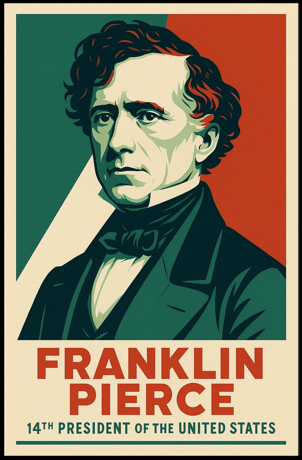Franklin Pierce Patriotic Art Poster Historical Presidential Poster