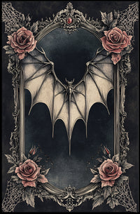 Gothic Elegance Bat And Roses Poster