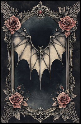 Gothic Elegance Bat And Roses Poster