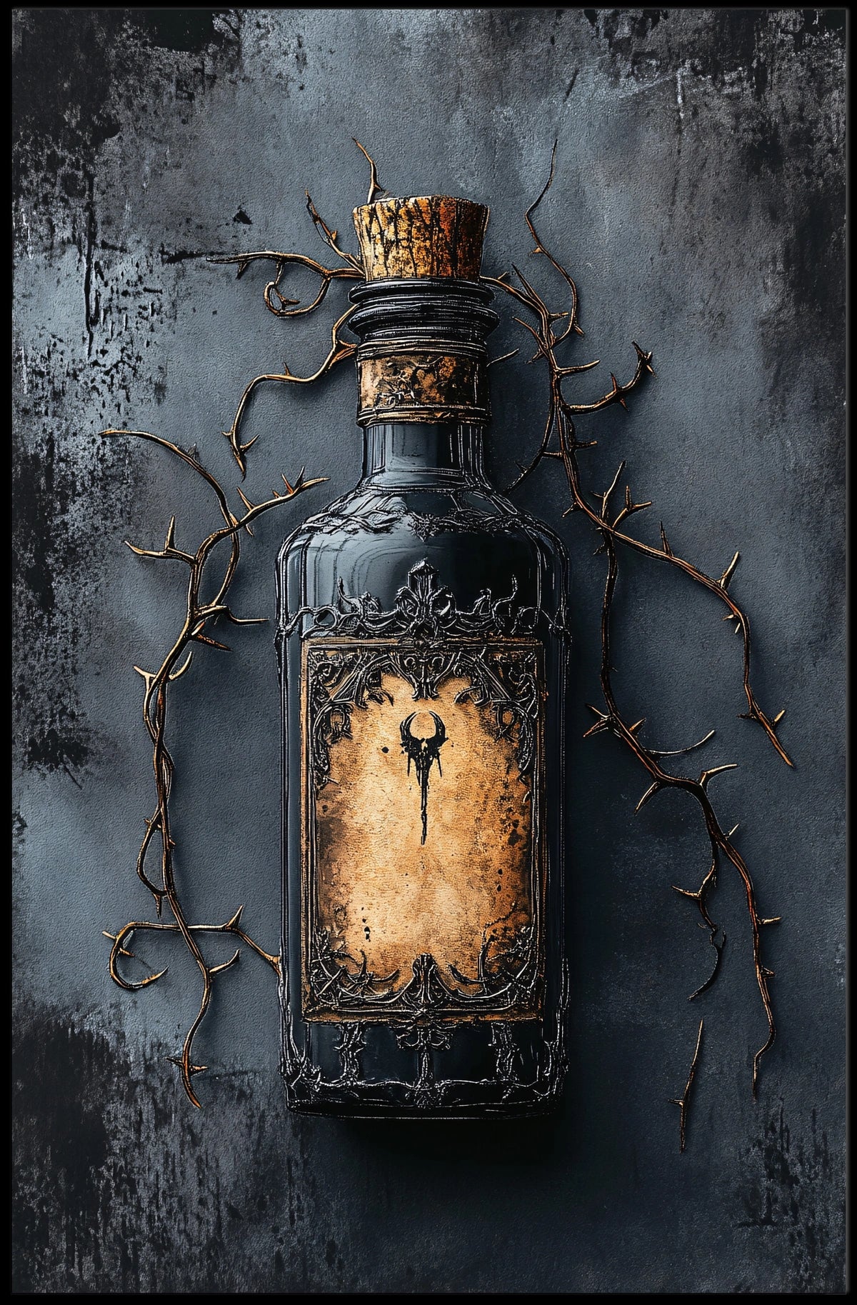 Stylized Gothic Bottle Design Abstract, Artistic, or Pop Culture Poster
