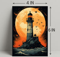 Lighthouse Under The Moon Poster PosterGoat