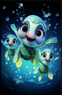 Underwater Adventure: Playful Sea Turtles Poster