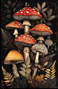 Enchanted Forest Fungi Art Print Wall Decor