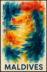 Maldives Color Splash Tropical Escape Beach Dreamscape Coastal Art Gallery Poster