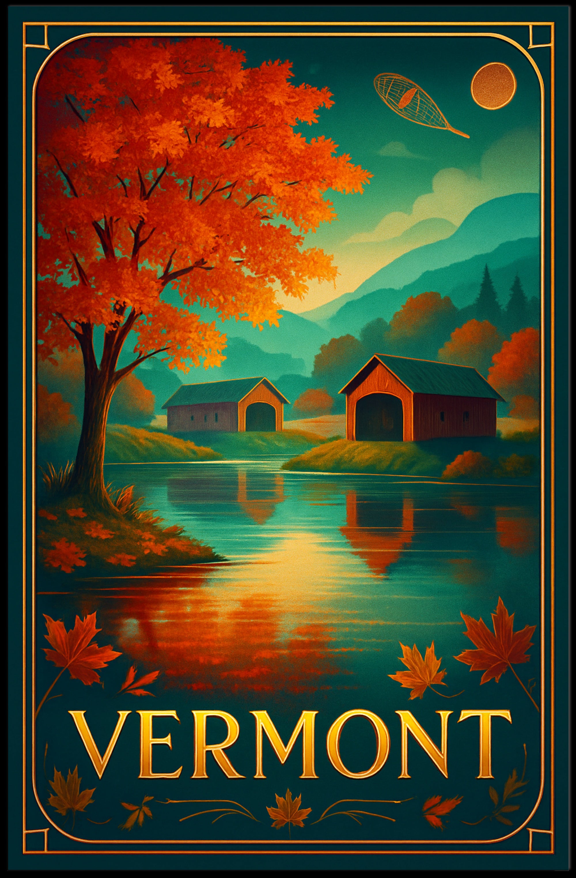 Vermont Autumn Landscape Wall Art Print
