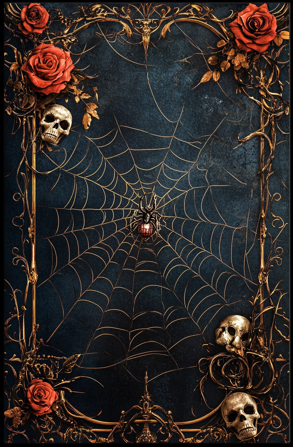 Dark and Mysterious Spiderweb Gothic Art Poster