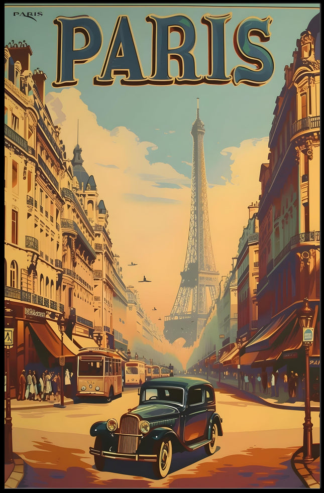 Vintage Paris Charm with Eiffel Tower Travel Poster
