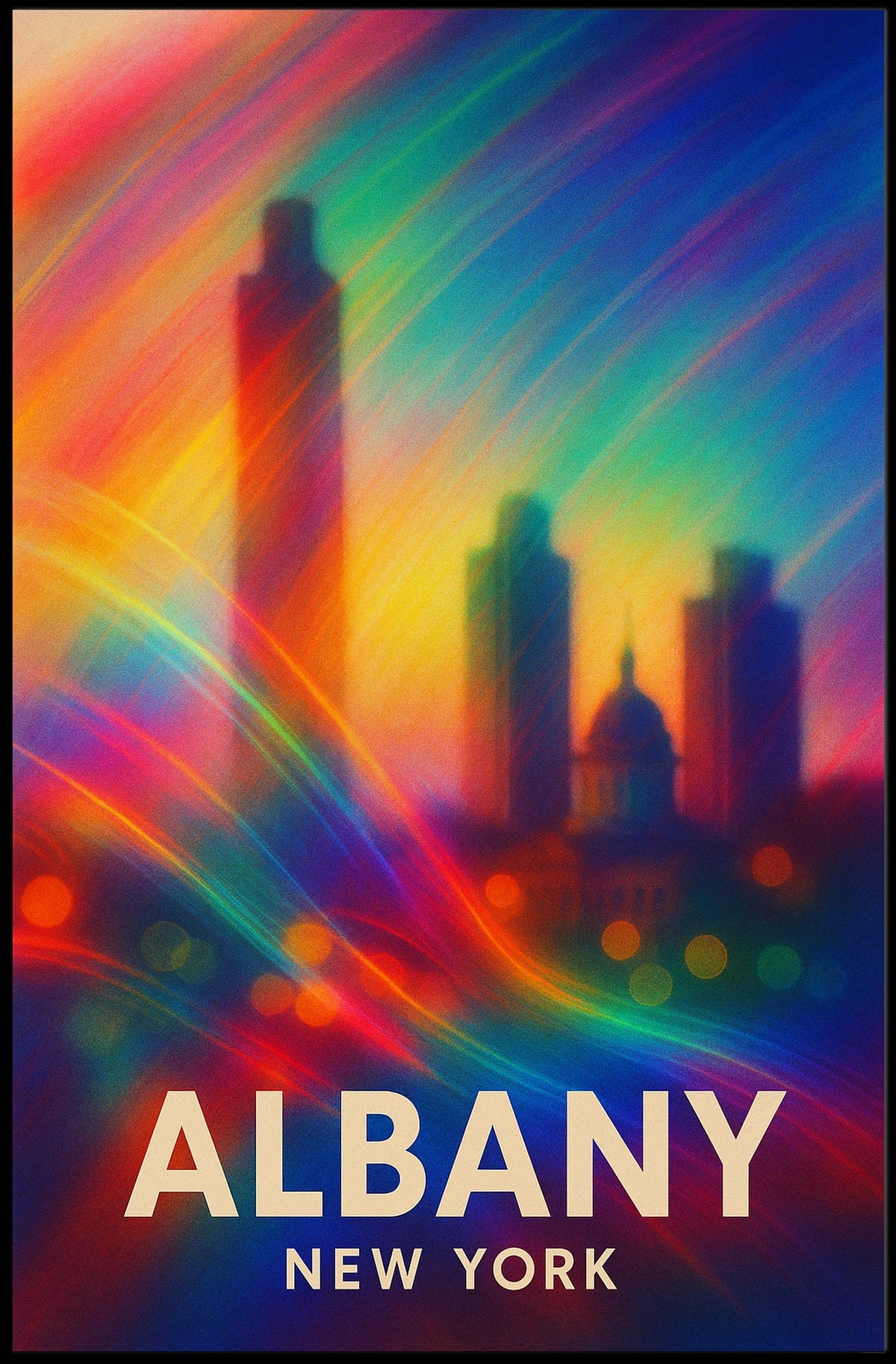 Albany Skyline Abstract Art Poster: Vibrant Cityscape