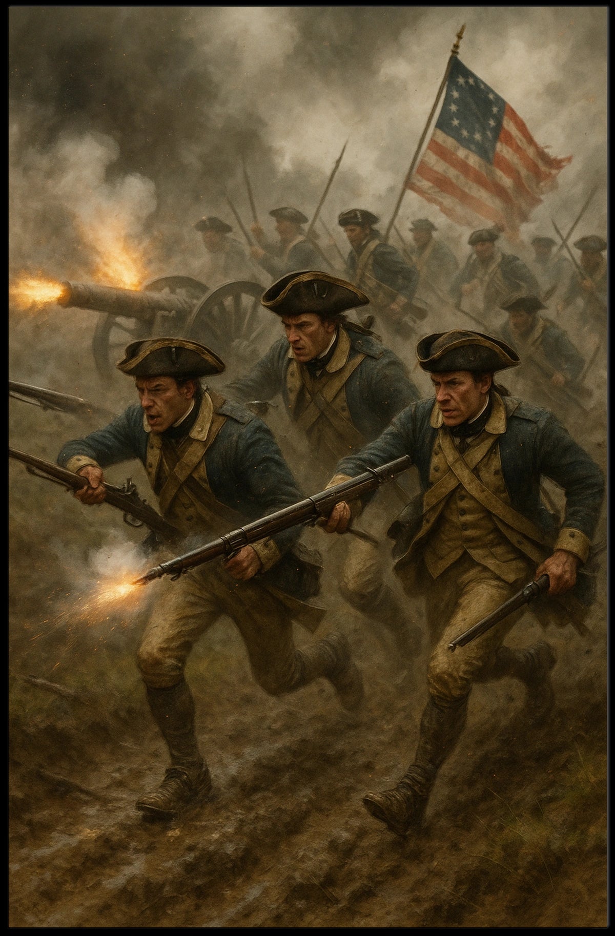 Revolutionary War Battle Scene Poster