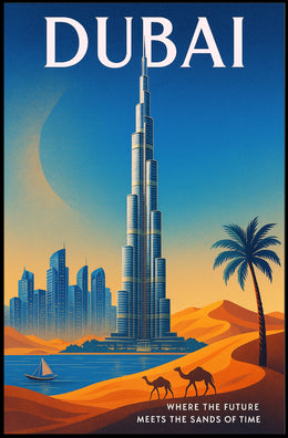 Dubai Where the Future Meets the Sands of Time Poster PosterGoat