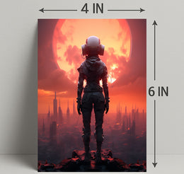 Futuristic Explorer At Sunset Poster PosterGoat