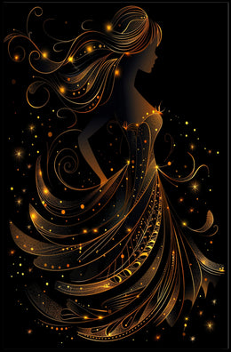 Elegant Abstract Woman in Golden Gown Poster