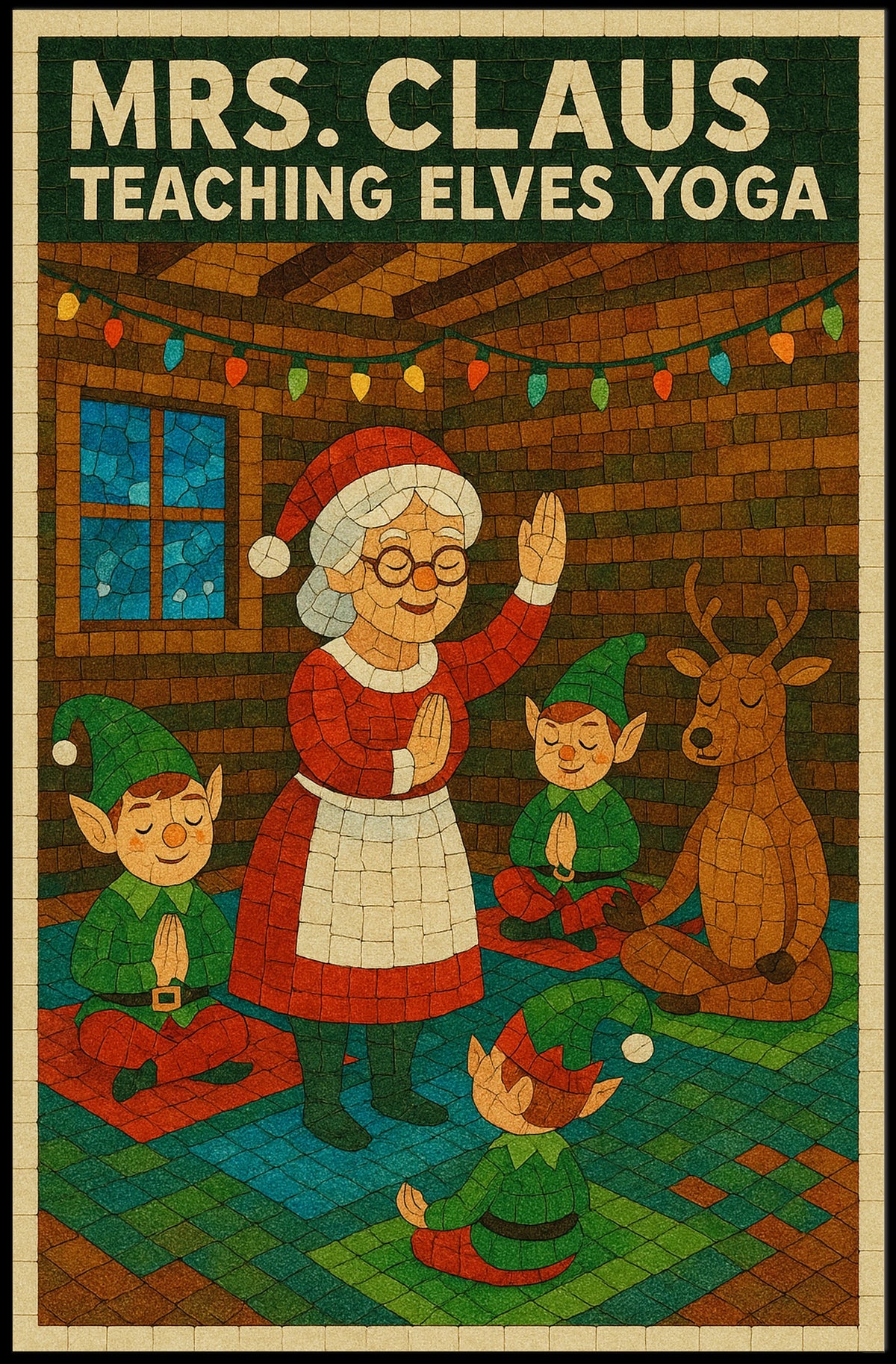 Mrs. Claus Teaching Elves Yoga Poster
