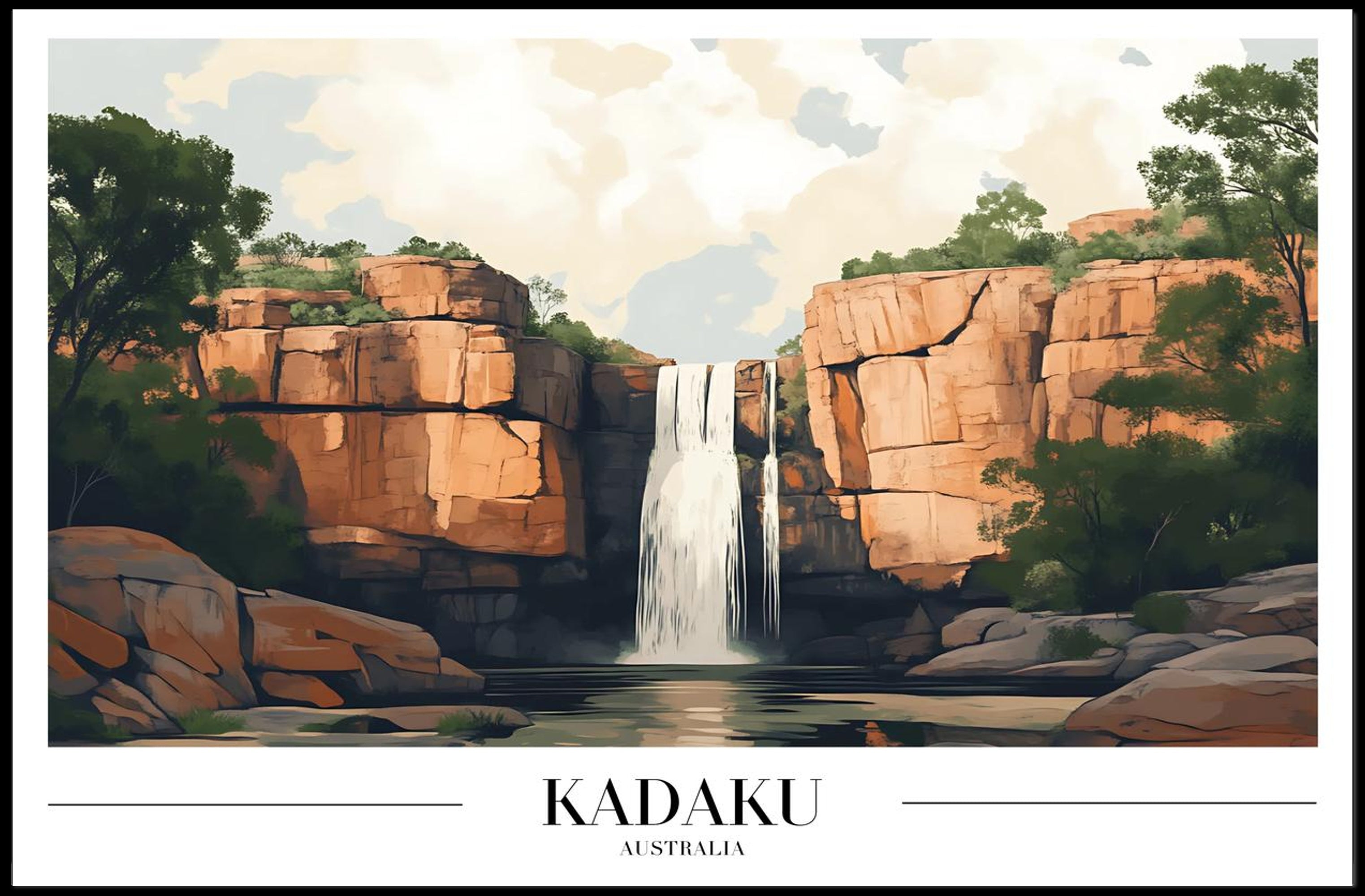 Majestic Waterfall Landscape Australia National Park Poster