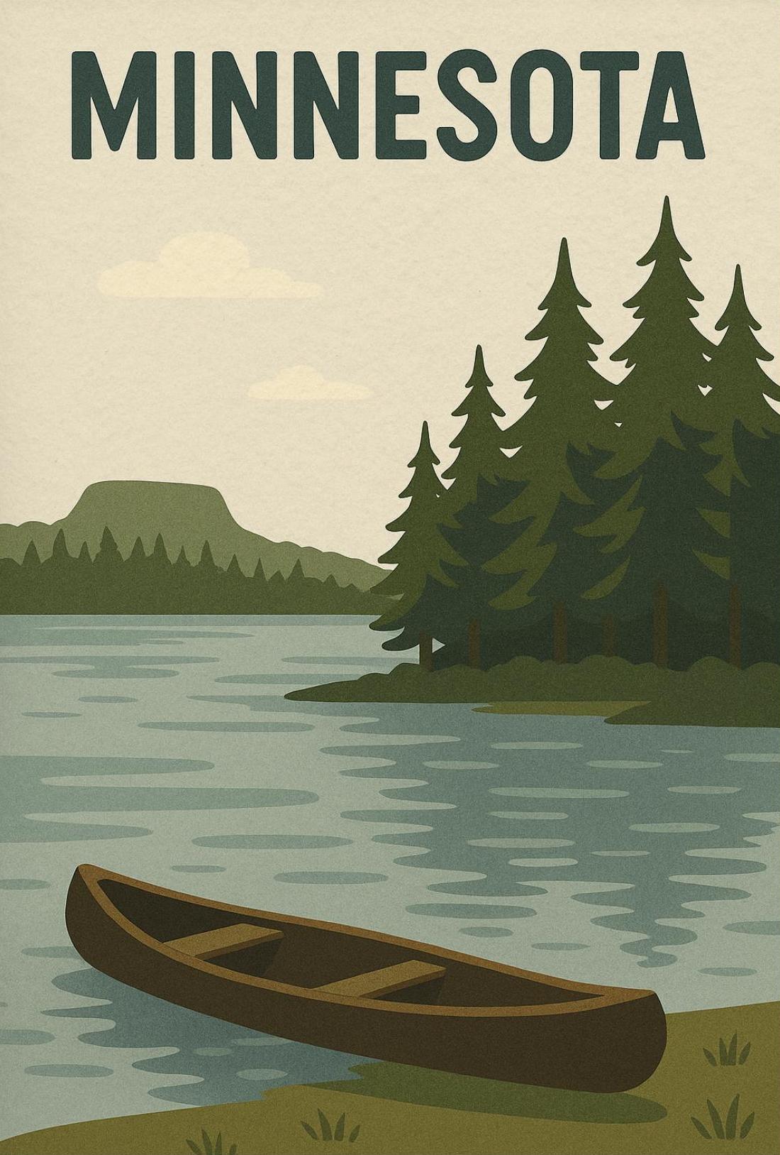 Vintage Minnesota Scenic Travel Poster