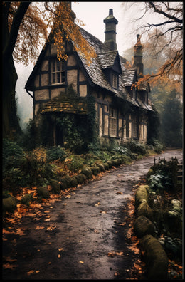 Enchanted Autumn Cottage Poster