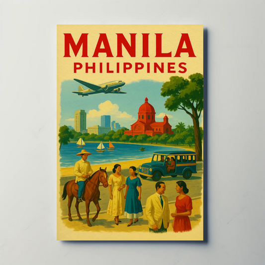 Manila Philippines Cultural Riverside City Scene Poster