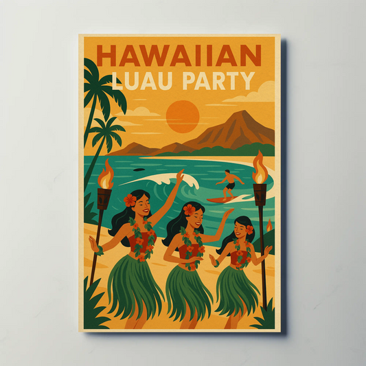 Hawaiian Luau Party Beach Dancers Poster Poster