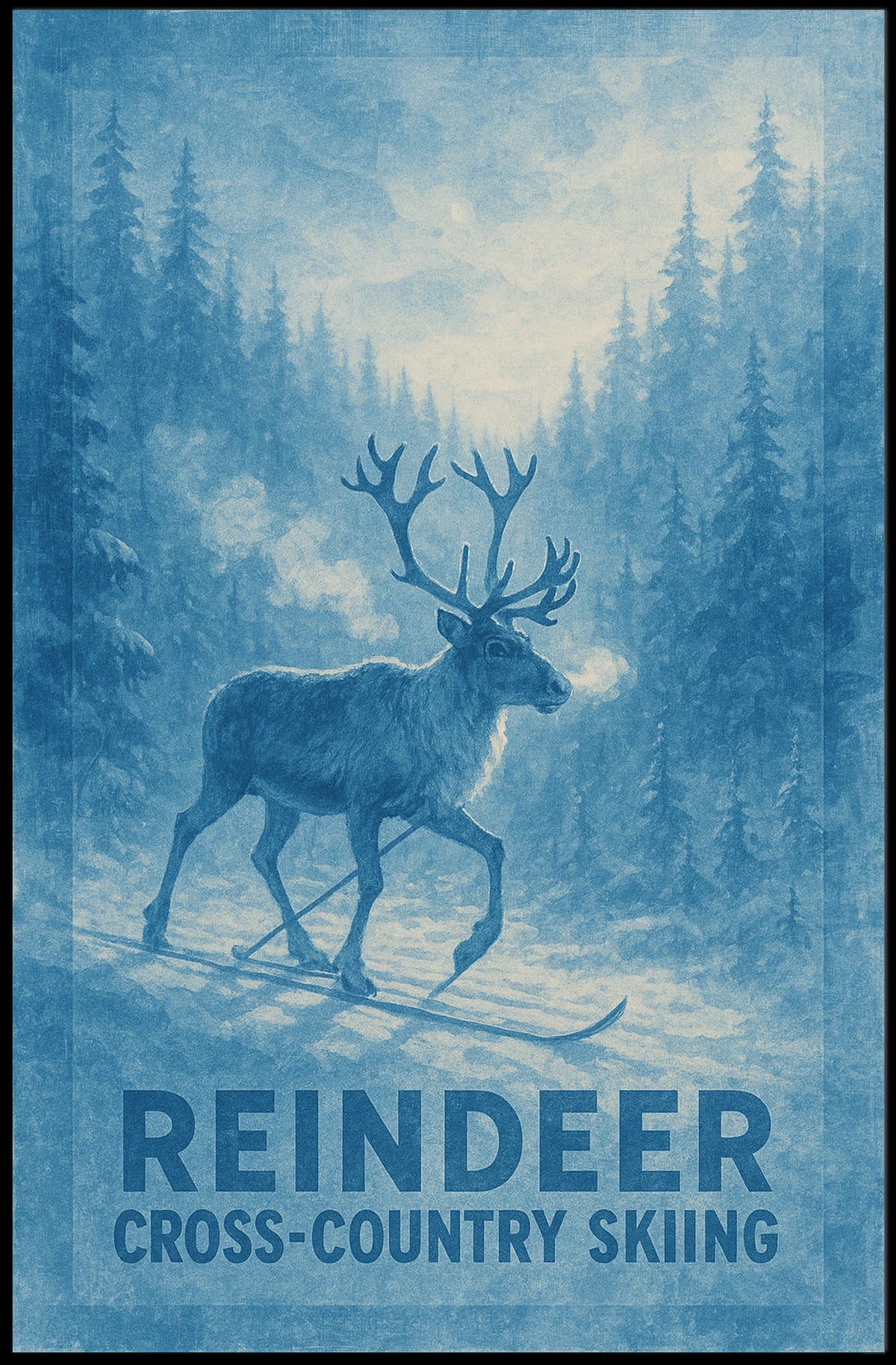 Reindeer Cross-Country Skiing Poster