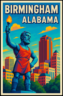 Birmingham, Alabama Vibrant Cityscape Poster