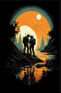 Cosmic Explorers at Sunset Poster