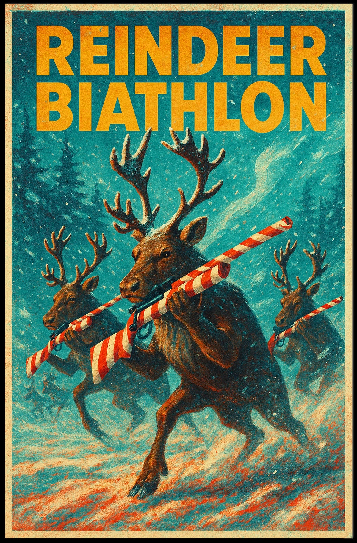 Reindeer Biathlon Poster