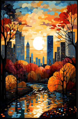 Urban Cityscape Sunset Art Print - Travel Poster