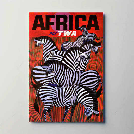 1960s AFrica - Fly TWA Vintage Style Travel Poster