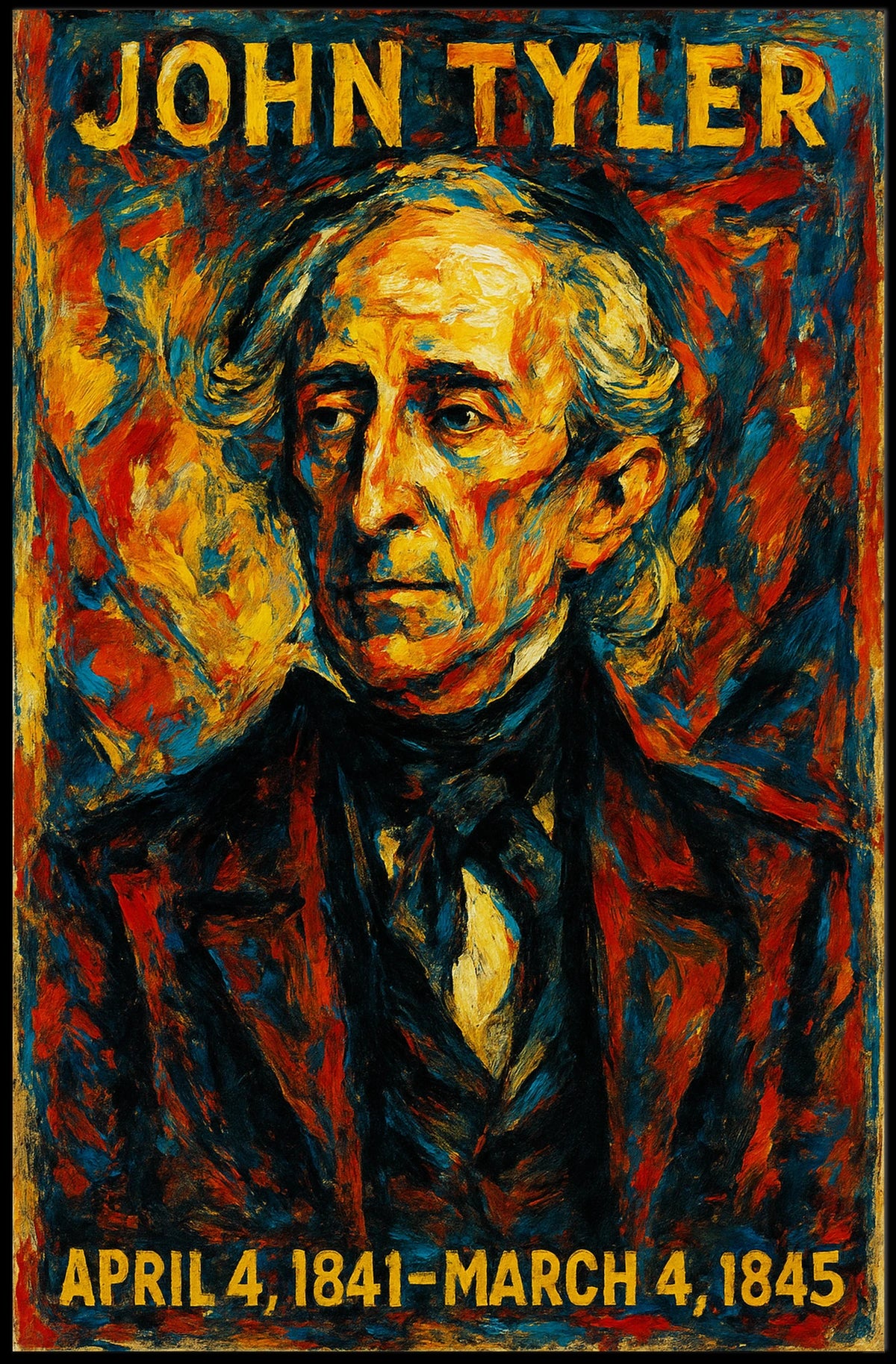 John Tyler 10th President of the United States Glitch Hop Art Poster